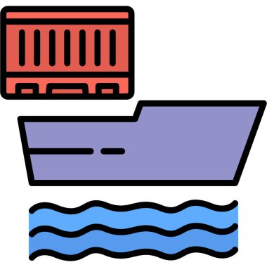 Kargo gemisi simgesi renk dış hat vektörü