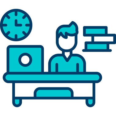 Masa başı vektör çiziminde dizüstü bilgisayarı olan iş adamı