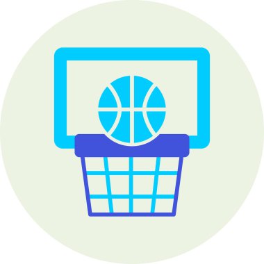 Modaya uygun düz stil basketbol ikonu mavi arkaplanda izole