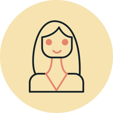 kadın kullanıcı düz simgesi, vektör, illüstrasyon