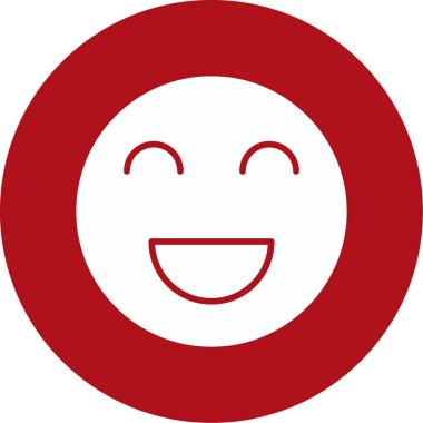 Gülümse düz vektör yuvarlanmış kırmızı simge