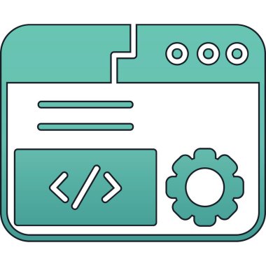Outline biçiminde tarayıcı kodlama geliştirme simgesi