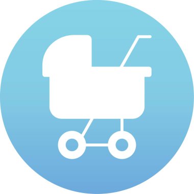 Bebek arabası simgesi. Bebek arabası vektör simgesi web için basit örnek