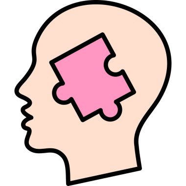 İnsan zihin ikonu. İnsan zihin vektör simgesi renginin ana hatlarını izole et