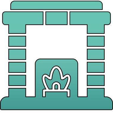 Beyaz arkaplanda izole edilmiş ana hatlı şömine simgesi