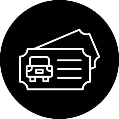 Araba Bilet Web simgesi, vektör illüstrasyonu