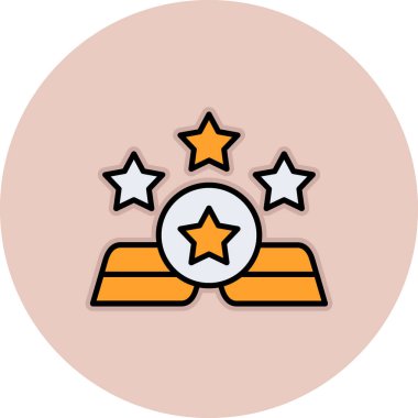 Dairedeki yıldızın vektör simgesi, düz simge çizimi