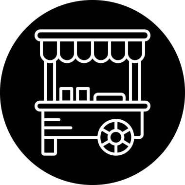 Food Cart web simgesi, vektör illüstrasyonu
