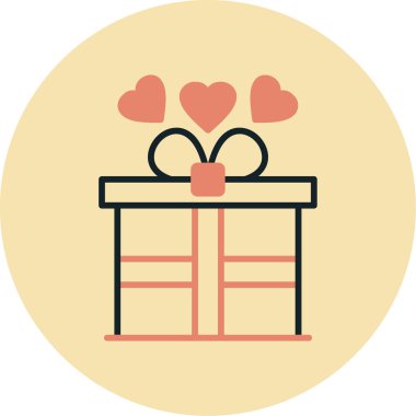 Kalpli hediye kutusu, vektör illüstrasyonu