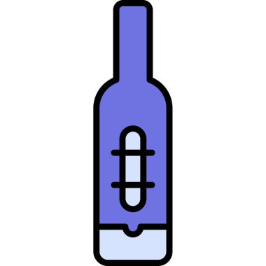 Şişe simgesi. Web için şarap vektör simgelerinin özet çizimi