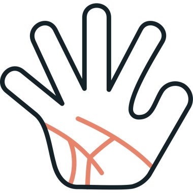 Beyaz arkaplanda avuç içini gösteren insan elinin vektör çizimi