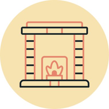 şömine simgesi vektör illüstrasyonu