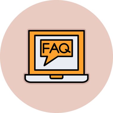 Beyaz arkaplanda çevrimiçi faq simgesi izole edildi. Faq, soru işareti. Kopyalama balonu Online yardım. vektör