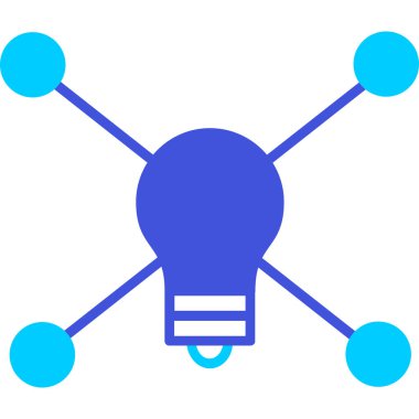 Ampul vektör simgesi. biçim iki renkli düz sembol, mavi ve beyaz renkler, yuvarlak açılar, mavi arkaplan