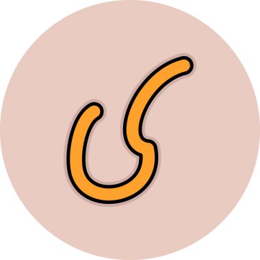 Kırmızı ve sarı renkli bir çizgi film ikonunun vektör çizimi