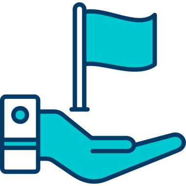 bir bayrak simgesini tutan el