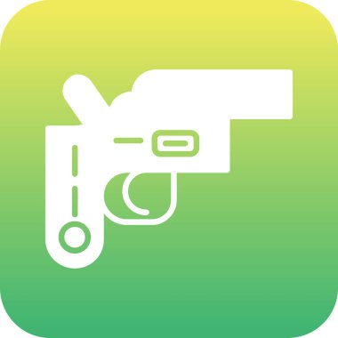 silah vektör simgesi. bu yuvarlak düz sembol beyaz arkaplanda yeşil renklerle çizilir.