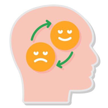 İki kızgın yüze sahip bir beynin vektör çizimi.