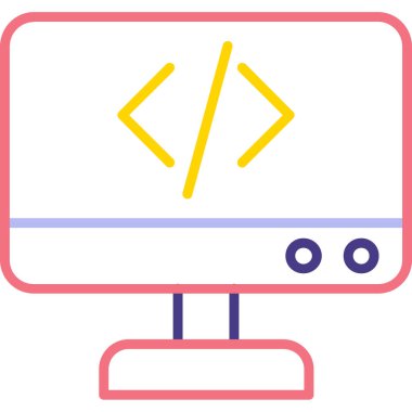 Web simgesi, bilgisayar ekranının vektör illüstrasyonu