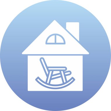 Beyaz arkaplanda mavi bir evin simgesi.