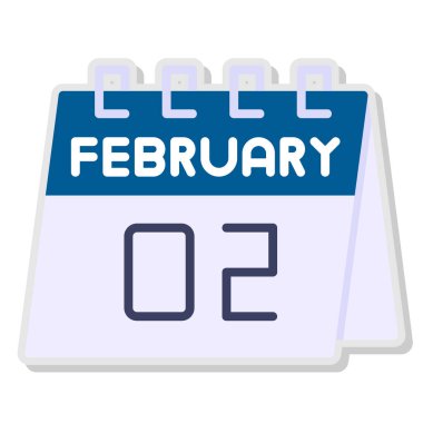 Şubat 2 takvim simgesi - vektör düz tasarım
