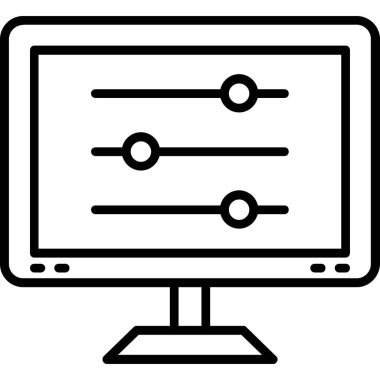 veri analiz monitörü simgesi. beyaz üzerinde izole edilmiş web tasarımı için ana bilgisayar vektör simgesi