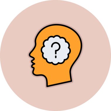 Soru işareti simgesine sahip beyin, vektör tasarımı