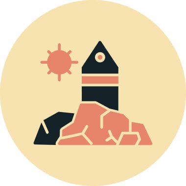 Roket. Web simgesi basit illüstrasyon