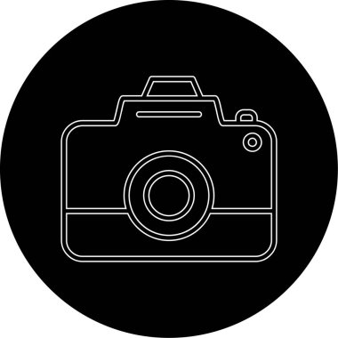 Kamera simgesi. Beyaz arkaplanda izole edilmiş vektör illüstrasyonu.