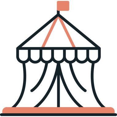 Sirk çadırı simgesi, basit tasarım çizimi