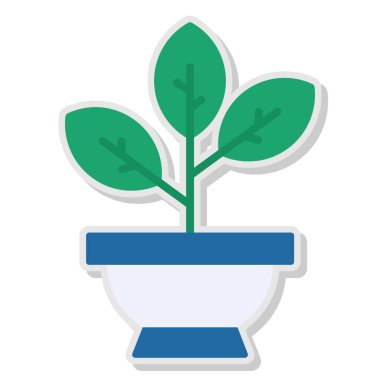 Beyaz arkaplanda bir saksı, illüstrasyon veya vektör simgesi.