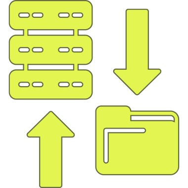 Veri sunucusunun farklı simgelerinin vektör çizimi