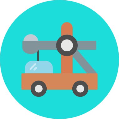 Mavi arkaplanda renkli bir inşaat aracı