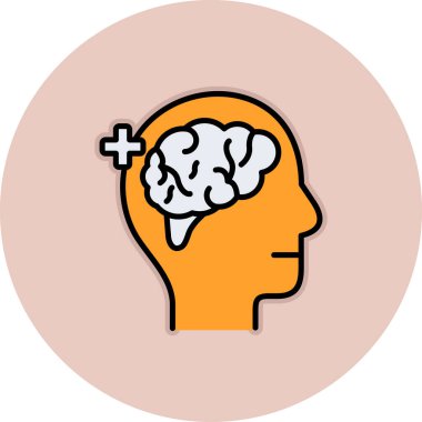 beyin vektörü düz çizgi simgesi