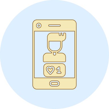 mobil kalp simgesi, vektör illüstrasyonu