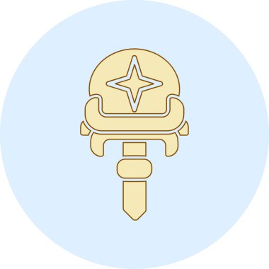 Bir karikatür ve altın ikonun vektör çizimi