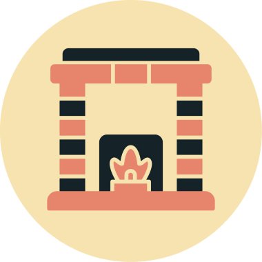 Şömine. Web simgesi basit illüstrasyon