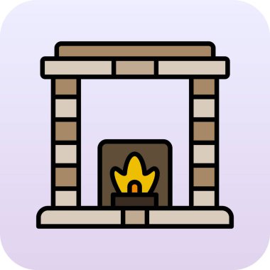 Ateş vektör simgesi olan şömine