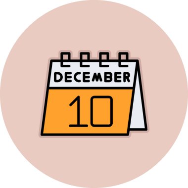 Tek bir günlük takvimde 10 Aralık tarihi ve basit satır simgesi