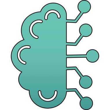 Yapay zeka ikonu. Taslak yapay zeka vektör rengi düz izole