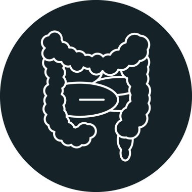 Mide ikonu. Beyaz arkaplanda izole edilmiş web tasarımı için mide vektör simgesinin basit çizimi