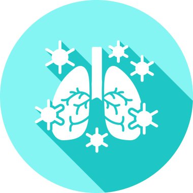 Akciğer ikonu. vektör biçimi yuvarlak açılı, mavi ve gri renkli, beyaz arkaplanlı düz bicolor simgesidir.