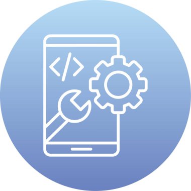 Gelişme sürecinde web mobil geliştirme simgesi - vektör