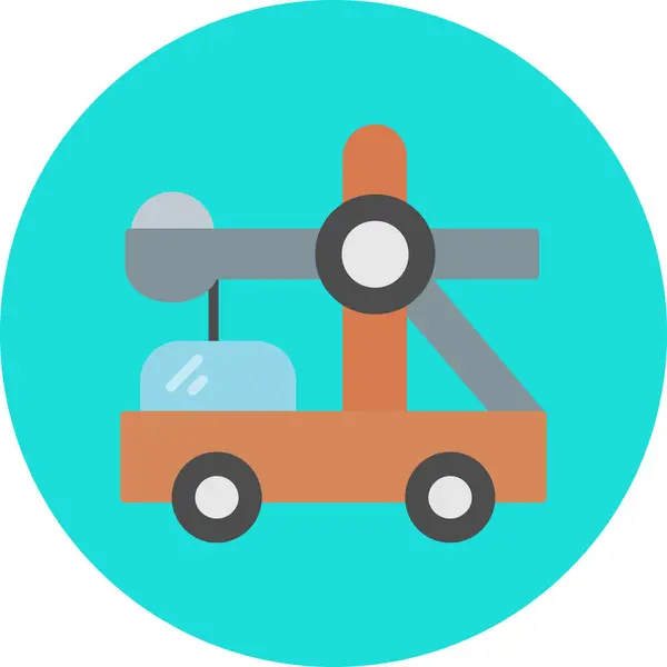 Mavi arkaplanda renkli bir inşaat aracı