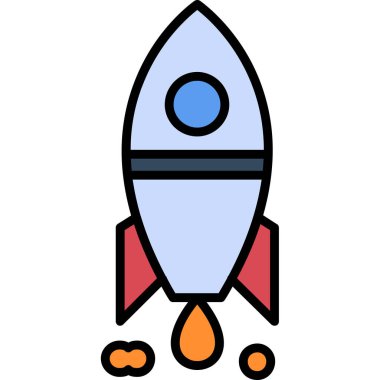 Roket. Web simgesi basit illüstrasyon