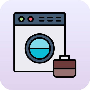 çamaşır makinesi simgesi. Web için çamaşır vektörü simgelerinin düz çizimi