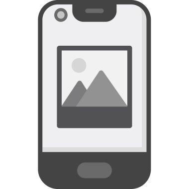 bir dağ simgesine sahip cep telefonu, düz tasarım