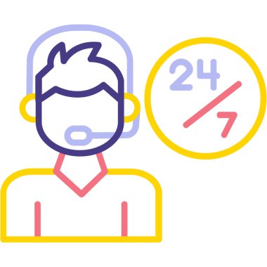 Sakallı ve yüz ikonu olan bir adam. İnce çizgi sembolü. izole edilmiş sınır sembolü çizimi