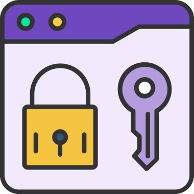 kilit anahtarı simgesi. Web için kilit vektör simgelerinin özet çizimi