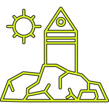 uzay manzara vektör tasarımının çizgi biçimi simgesi